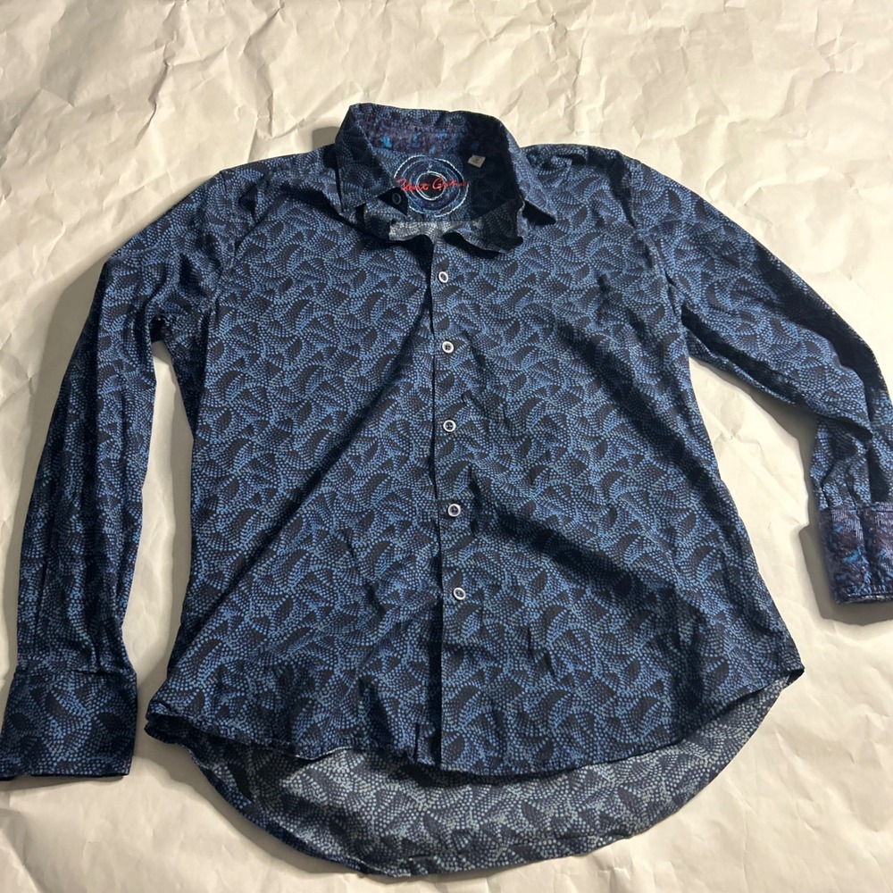 Robert Graham Mens Casual Blue Geometric Print‎ Long Sleeve Button Shirt M